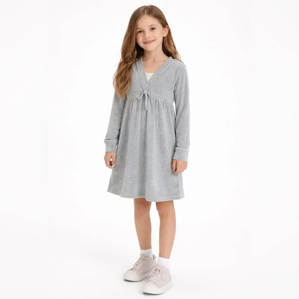 Gap Gray Velour Hoodie Long Sleeve Dress sz 8